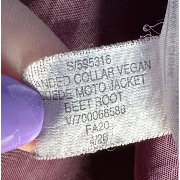 Banana Republic Fact. Womans Sz L Banded Collar Vegan Suede Moto Jacket Burgundy - Picture 7 of 11